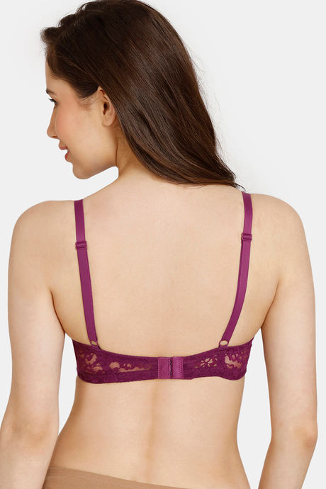 Rosaline Padded Non Wired Medium Coverage Lace Bra - Grape Juice — image 2